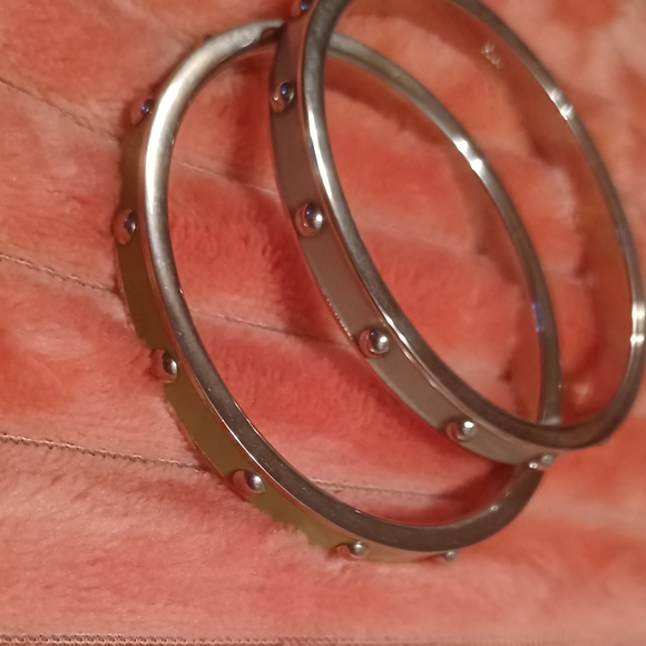 Set of 2 coach enamel and silver bangle bracelets